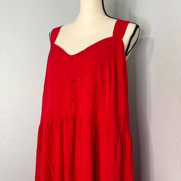 Ava & Viv Tiered Red Midi Tank Dress 2X - Picture 3 of 8
